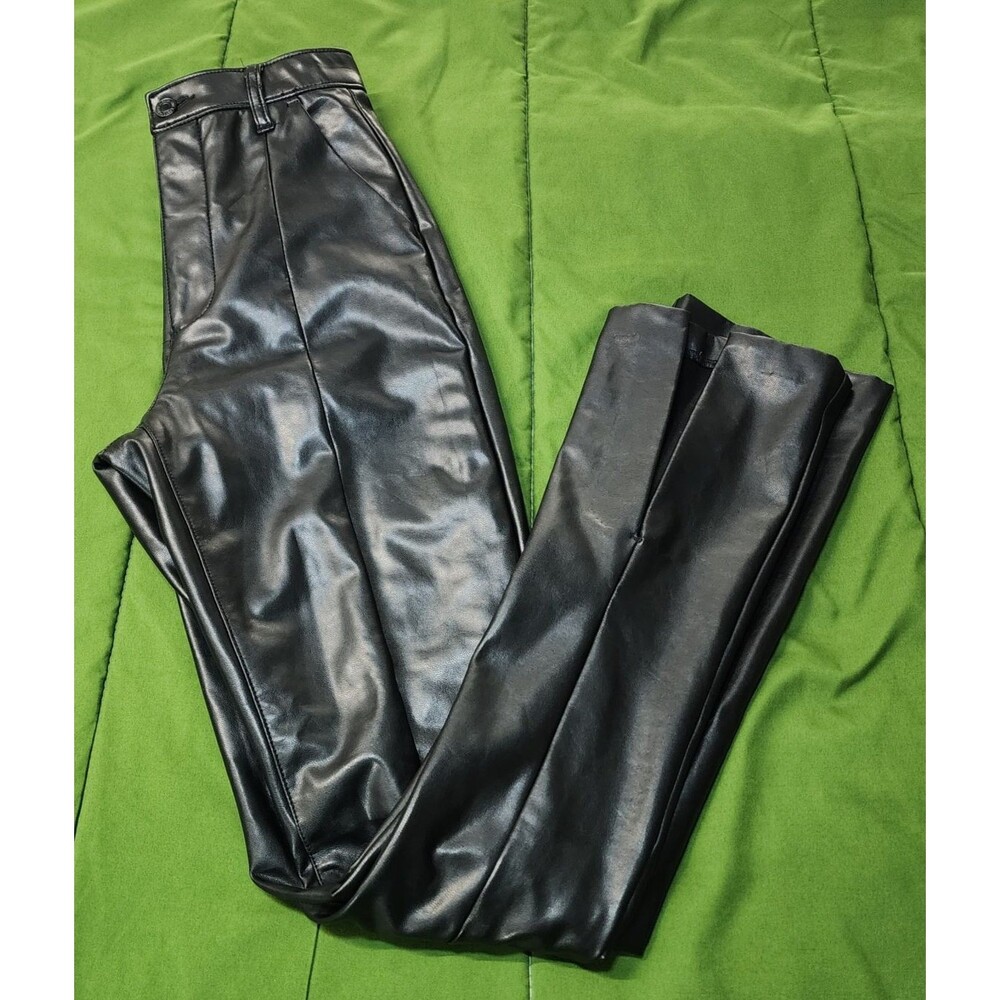 Abercrombie & Fitch The Skinny Ultra High Rise Women Leather Pants Black Size 24
